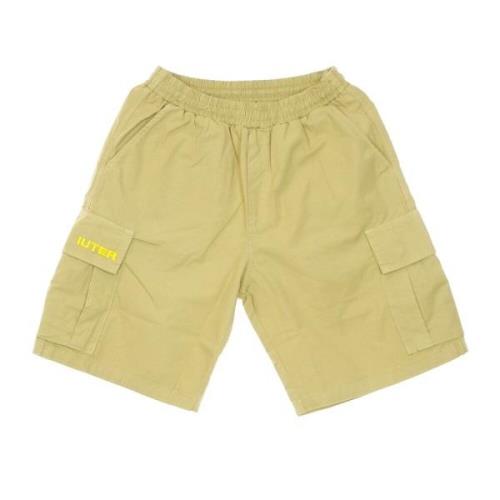 Iuter Cargo Shorts Beige Bomull Elastisk Midja Beige, Herr