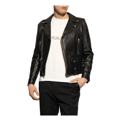 Saint Laurent Vadderad bikerjacka Black, Herr