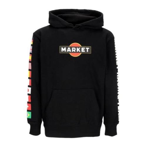 Market Svart hoodie med plysch interiör Black, Herr