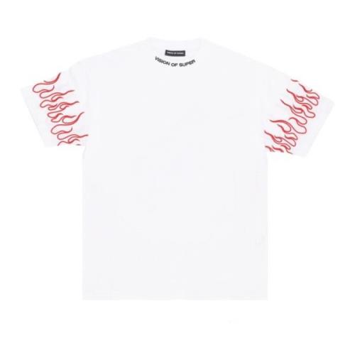 Vision OF Super Flames Broderad T-shirt Vit/Röd White, Herr