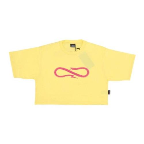 Propaganda Logo Crop Top Tee Yellow, Dam