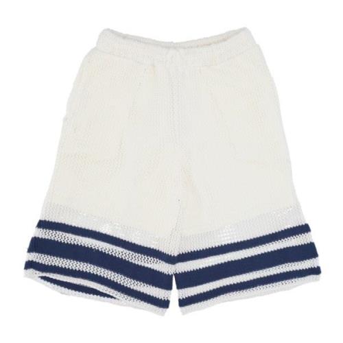 Arte Antwerp Stickad Randig Shorts Vit Bomull White, Herr