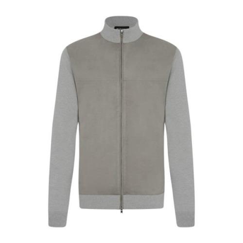 Kiton Cashmere Bomberjacka med Läderinsatser Gray, Herr