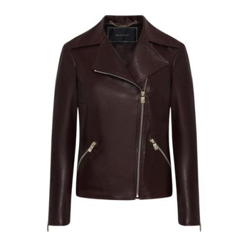 Kiton Klassisk Läder Bikerjacka Brown, Dam