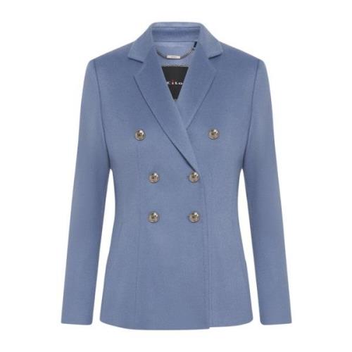 Kiton Kashmir Dubbelknäppt Blazer Blue, Dam