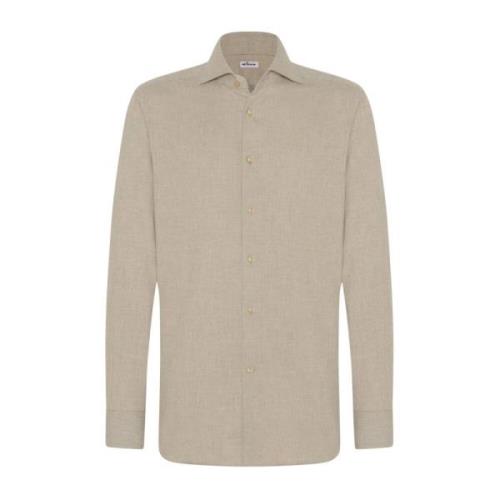 Kiton Flanell Bomullsskjorta Gray, Herr