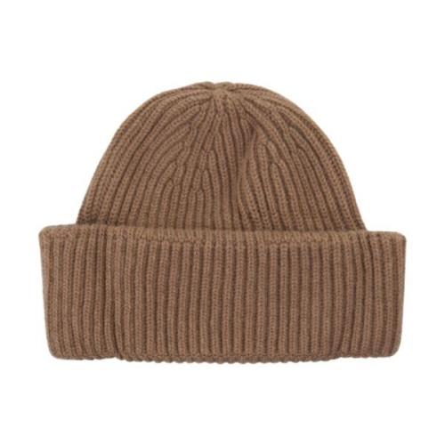 Fedeli Räfflad Cashmere Beanie i Toffee Brun Brown, Dam