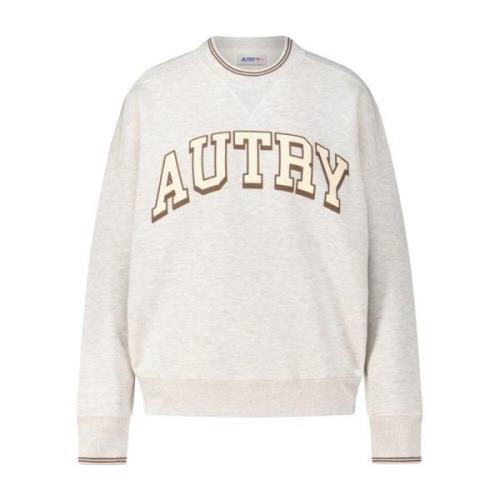 Autry Sporty Logo Crewneck Sweater Gray, Dam