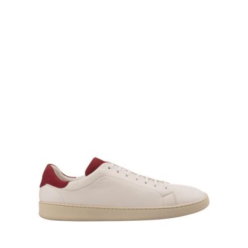 Kiton Vita Läder Låga Sneakers White, Herr