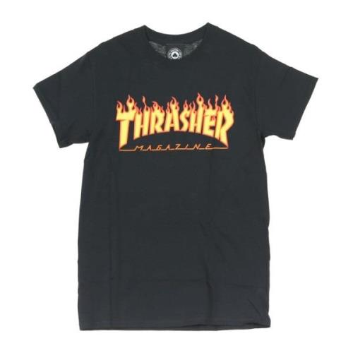 Thrasher Flame Tee Svart/Gul Kortärmad T-shirt Black, Herr