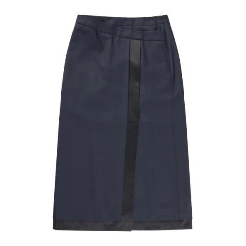 Munthe Elegant Navy Kjol med Smoking Finish Blue, Dam