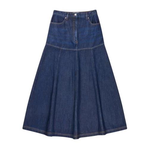 Munthe Denim Flare Kjol Indigo Blue, Dam