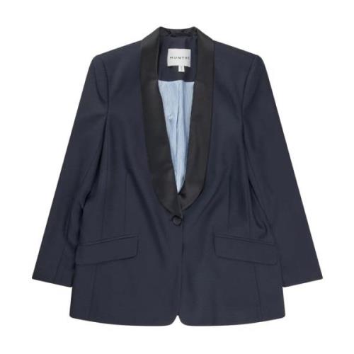 Munthe Elegant blazer med djup v-ringning Blue, Dam