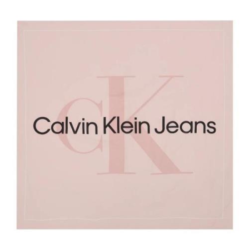 Calvin Klein Rosa Tryckt Bomullsscarf Pink, Dam