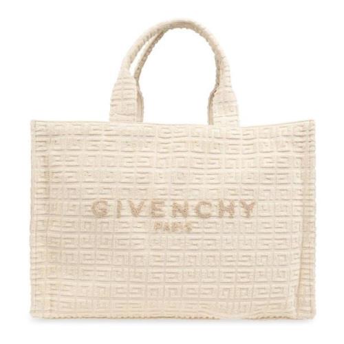 Givenchy Vit Jacquard Bomull Toteväska White, Dam