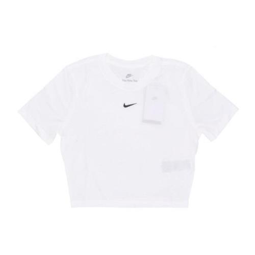 Nike Essential Slim-fit Crop Tee Vit White, Dam