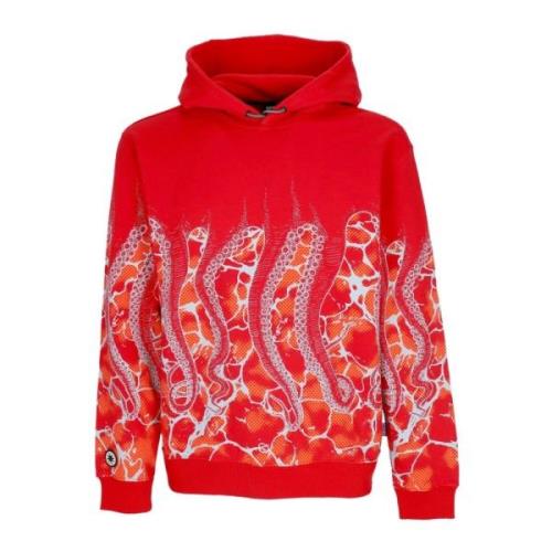 Octopus Marmorerad Hoodie Röd Lättvikts Huvtröja Red, Herr