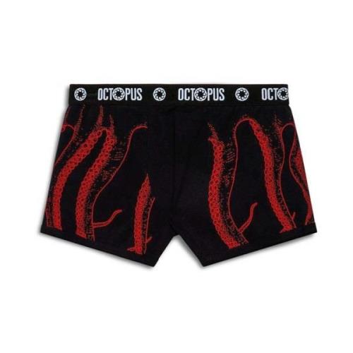 Octopus Röda Outline Boxer Shorts Black, Herr