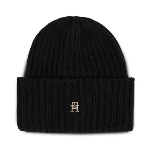 Tommy Hilfiger Snygg Svart Beanie Ribbstickad Black, Herr