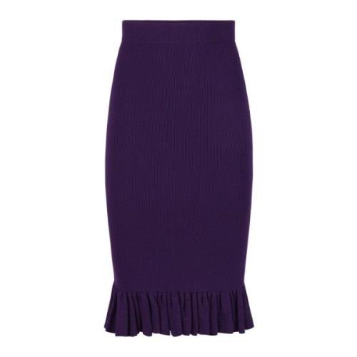 Nina Ricci Lila Rynkad Peplum Midi Kjol Purple, Dam