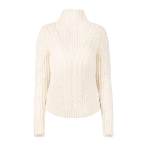 Nina Ricci Twisted Wool Turtleneck Sweater i Beige Beige, Dam