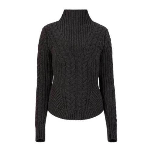 Nina Ricci Twisted Wool Turtleneck Sweater i Grå Gray, Dam