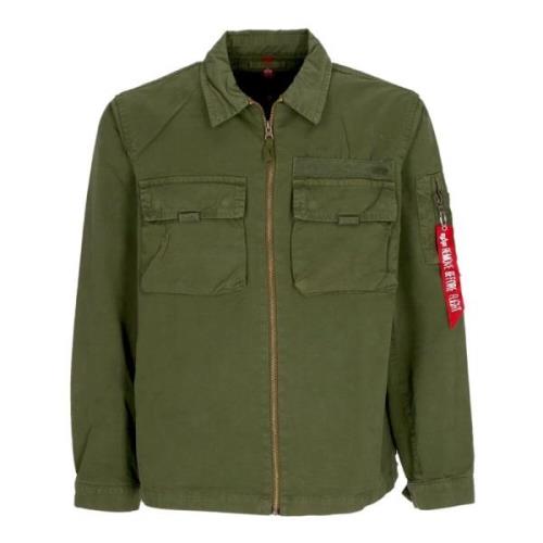 Alpha Industries Twill Overshirt Jacka Mörk Oliv Green, Herr