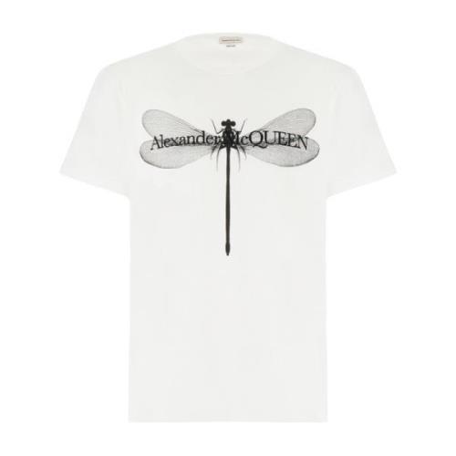 Alexander McQueen Avslappnad Bomull T-shirt White, Herr