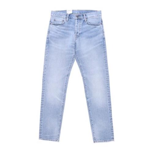 Carhartt Wip Blå Ljus Använd Tvätt Jeans Blue, Herr