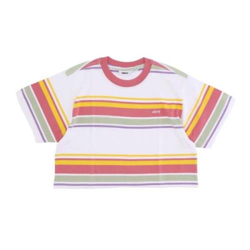 Obey Randig June Cropped Tee Rosa Multicolor, Dam