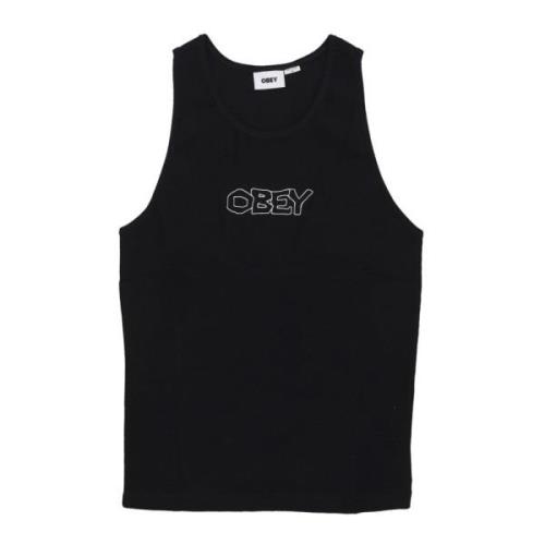 Obey Svart Ribbad Tanktop Black, Dam