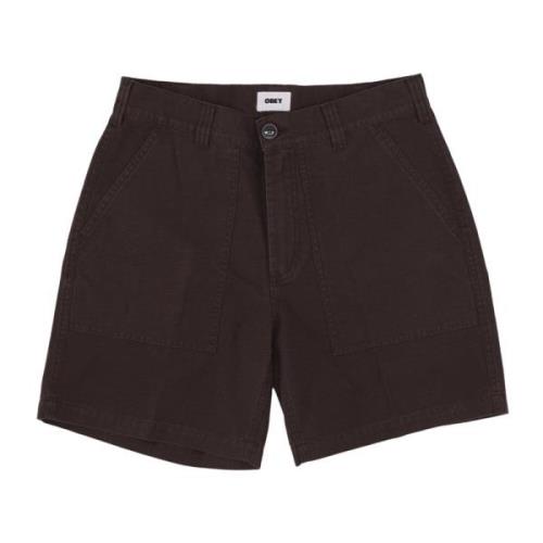 Obey Verktyg Twill Korta Byxor Brun Brown, Herr