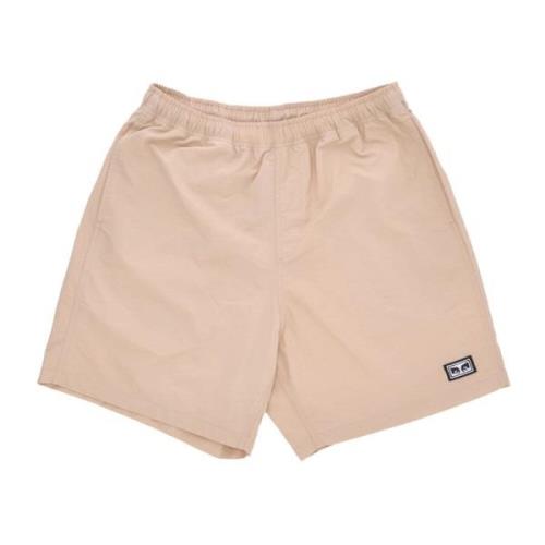 Obey Nylon Shorts med elastisk stängning Beige, Herr