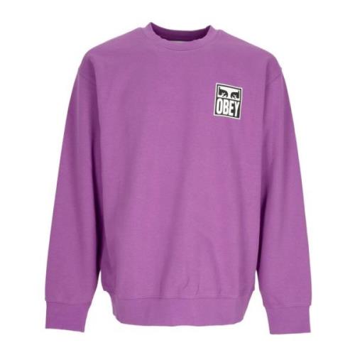 Obey Ikonisk Crewneck Sweatshirt Lätt Fransk Terry Purple, Herr