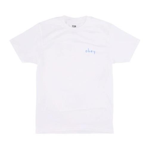 Obey Klassisk Blommönstrad T-shirt Vit White, Herr