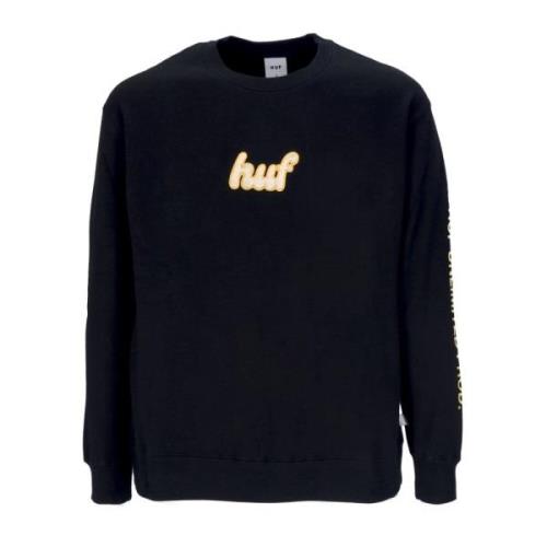 HUF Svart kursiv Crewneck Sweatshirt Black, Herr