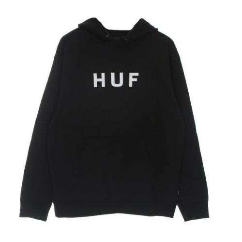 HUF Svart Logga Hoodie Långärmad Black, Herr