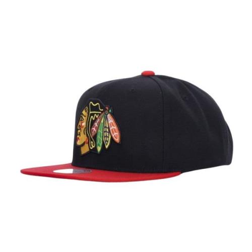 Mitchell & Ness Blackhawks Flat Skärm Keps Snapback Black, Herr