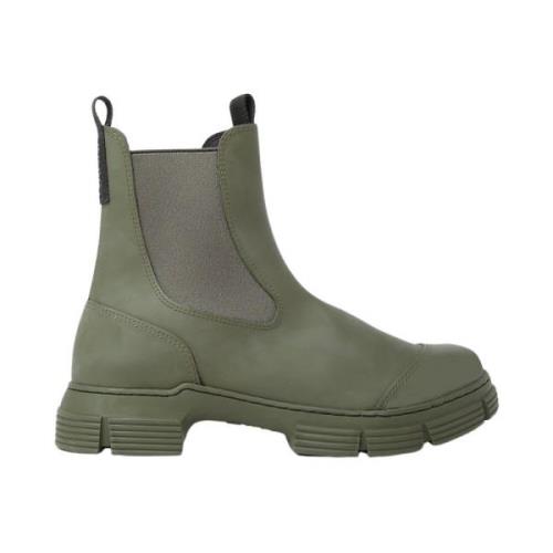 Ganni Chunky Sole Rubber Chelsea Boots Green, Dam