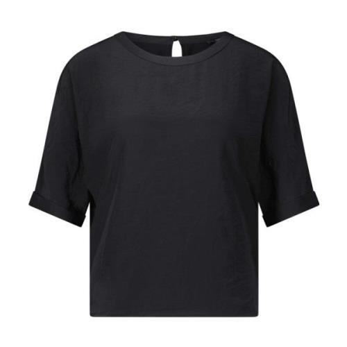 Luisa Cerano Satin Front T-Shirt Black, Dam