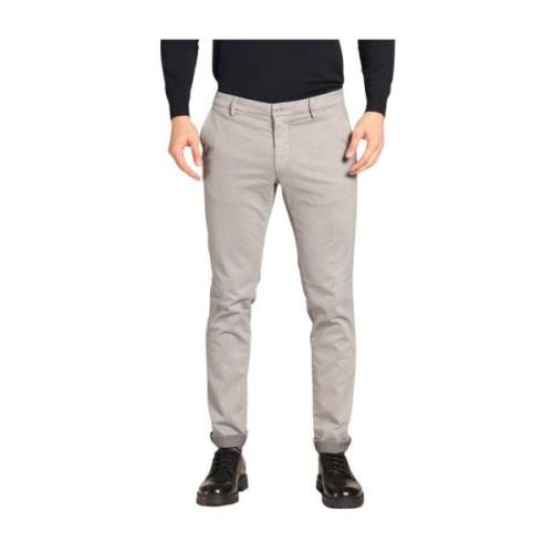 Mason's Slim Fit Bomulls Chino Byxor med Mikro Mönster Gray, Herr