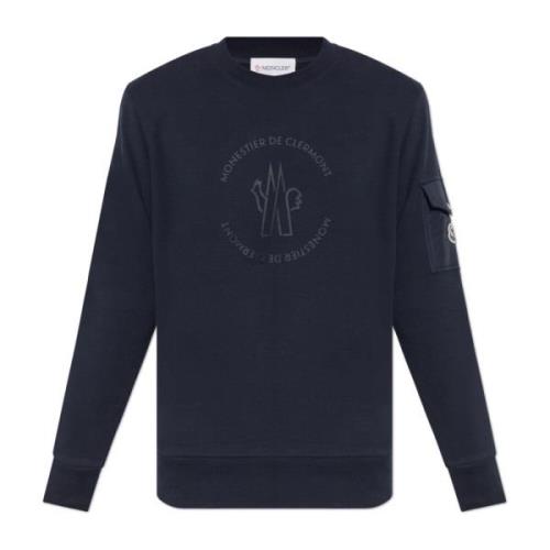 Moncler Sweatshirt med logotyp Blue, Herr