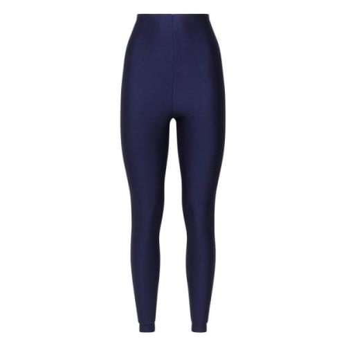 Andamane Blå Glänsande Lycra Byxor Blue, Dam