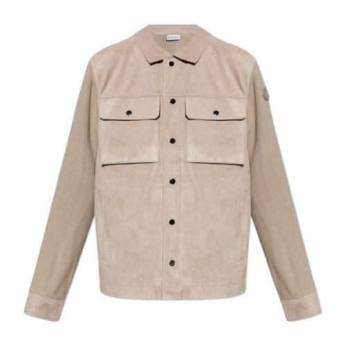 Moncler Kofta med mocka fram Beige, Herr