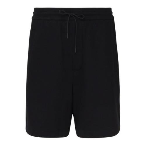 Emporio Armani Svarta Bomulls Elastiska Midje Shorts Black, Herr