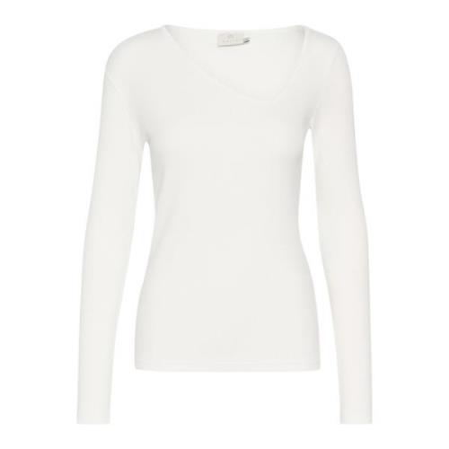 Kaffe Asymmetrisk Hals Långärmad T-shirt White, Dam