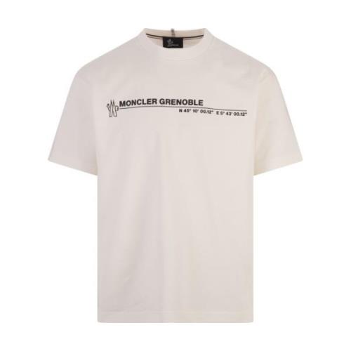 Moncler Vit Bomull Logo T-shirt White, Herr