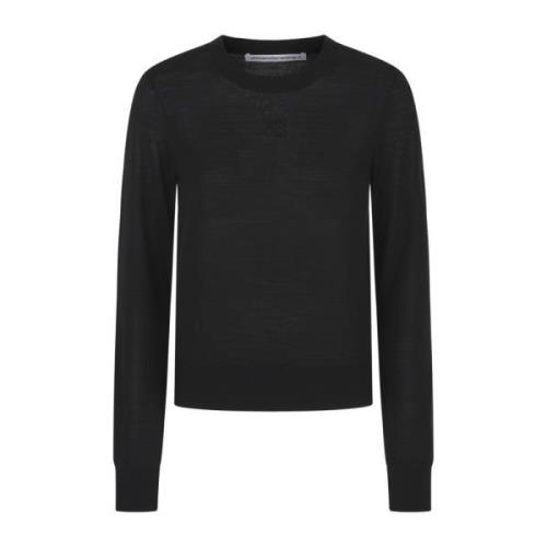 Alexander Wang Svart Logo Crew Neck Tröja Black, Dam