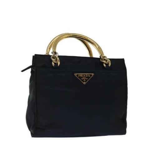 Prada Vintage Pre-owned Nylon handvskor Blue, Dam