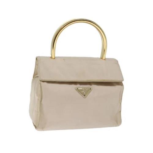 Prada Vintage Pre-owned Nylon handvskor Beige, Dam